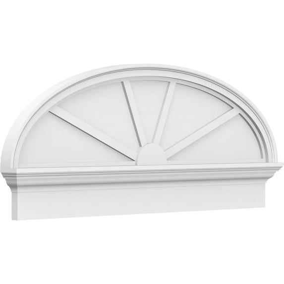 Ekena Millwork 60"W x 21-7/8"H x 2-3/4"P Elliptical 4 Spoke Architectural Grade PVC Combination Pediment