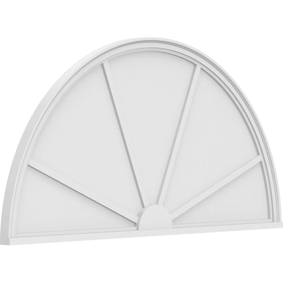 Ekena Millwork 60"W x 30"H x 2"P Half Round 4 Spoke Architectural Grade PVC Pediment