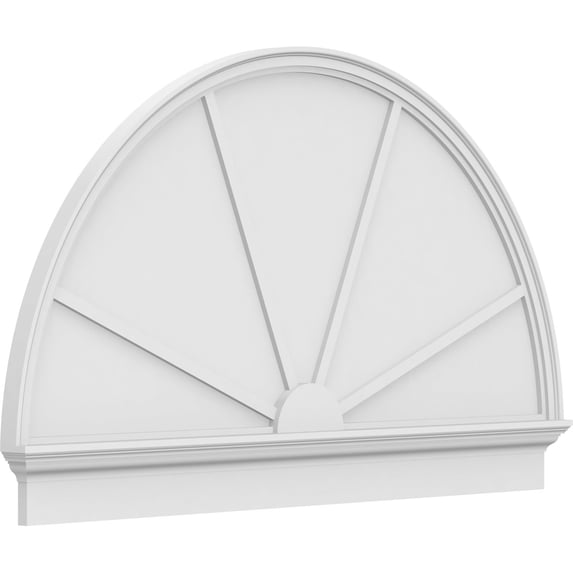 Ekena Millwork 60"W x 36-3/4"H x 2-3/4"P Half Round 4 Spoke Architectural Grade PVC Combination Pediment