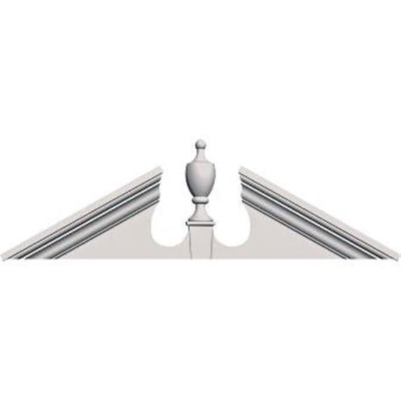 Ekena Millwork 61"W x 20"H x 5/8"P Peaked Cap Urn Pediment