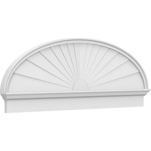 Ekena Millwork 62"W x 22-3/8"H x 2-3/4"P Elliptical Sunburst Architectural Grade PVC Combination Pediment