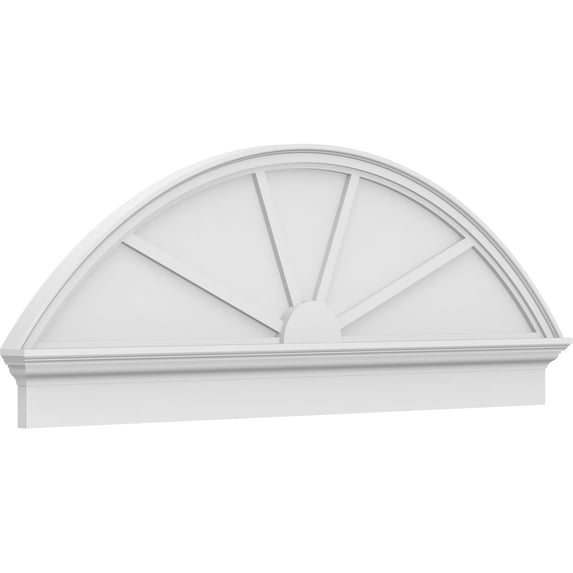 Ekena Millwork 62"W x 22-3/8"H x 2-3/4"P Segment Arch 4 Spoke Architectural Grade PVC Combination Pediment