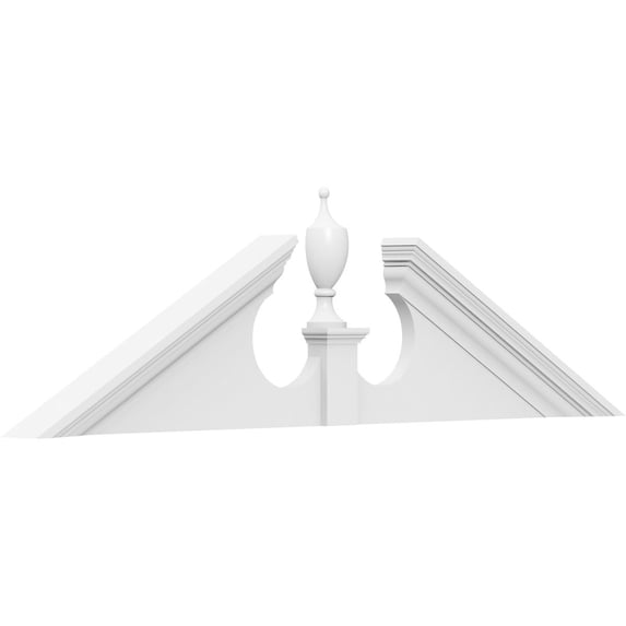 Ekena Millwork 64"W x 16"H x 2-3/4"P (Pitch 6/12) Acorn Architectural Grade PVC Pediment (Acorn Ships Unattached in Box)