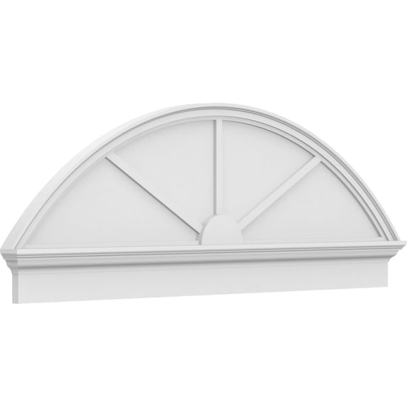 Ekena Millwork 64"W x 22-7/8"H x 2-3/4"P Segment Arch 3 Spoke Architectural Grade PVC Combination Pediment