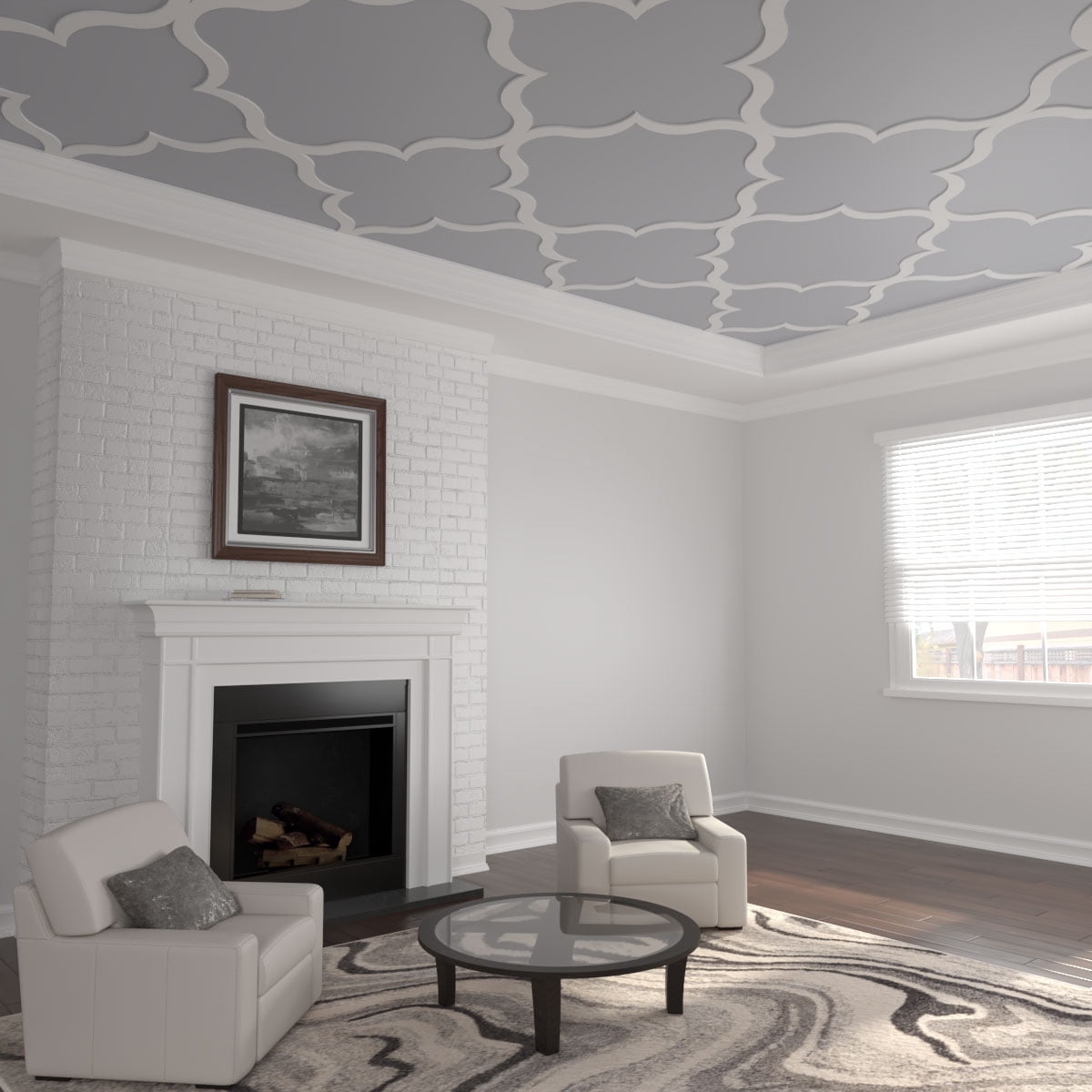 Ekena Millwork 66 5/6"W x 66 5/6"H x 3/8"T Large May Decorative Fretwork Ceiling Panels in Architectural Grade PVC