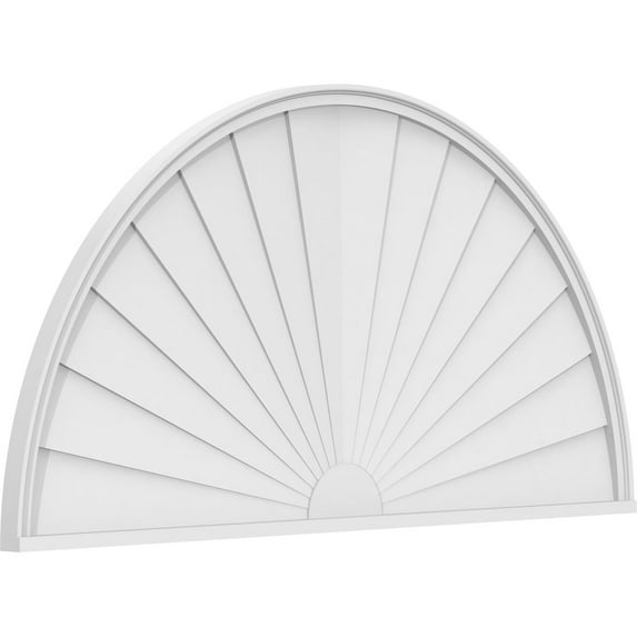 Ekena Millwork 66"W x 33"H x 2"P Half Round Sunburst Architectural Grade PVC Pediment