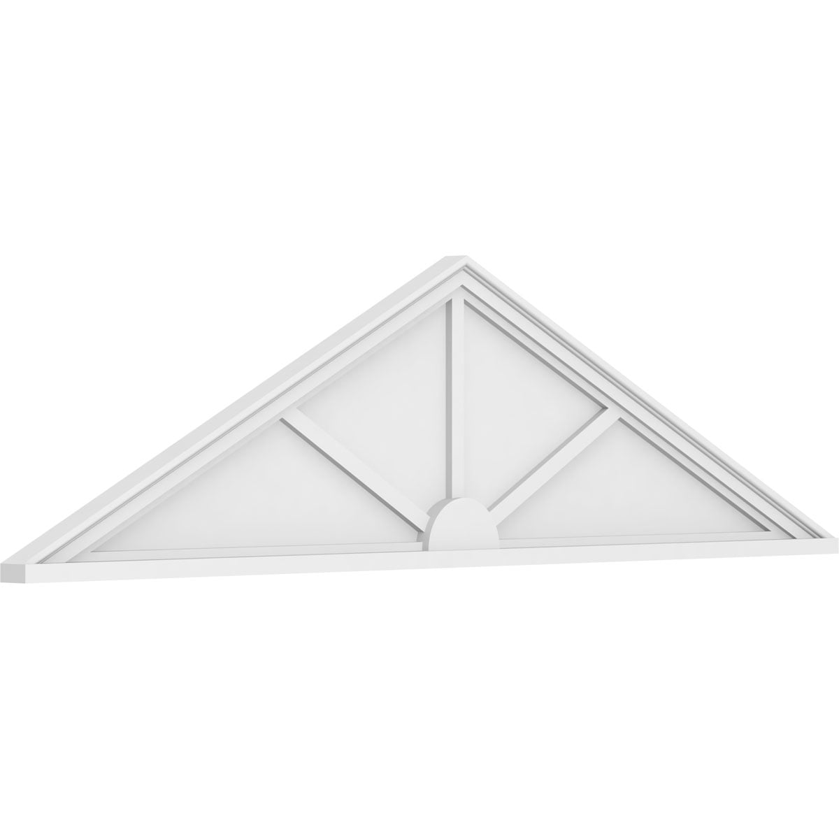 Ekena Millwork 68"W x 18"H x 2"P (Pitch 6/12) Peaked Cap 3 Spoke Architectural Grade PVC Pediment