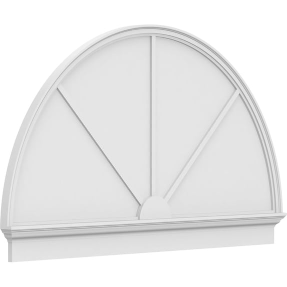 Ekena Millwork 68"W x 40-3/4"H x 2-3/4"P Half Round 3 Spoke Architectural Grade PVC Combination Pediment