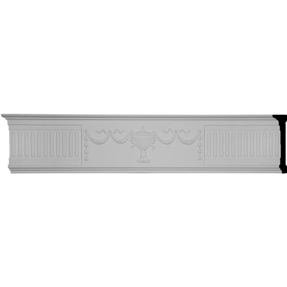 Ekena Millwork 7 1/2"H x 1 3/4"P x 94 1/2"L, Federal Urn & Ribbon Chair Rail (1 Urn Per 96"L) (8-Pack)