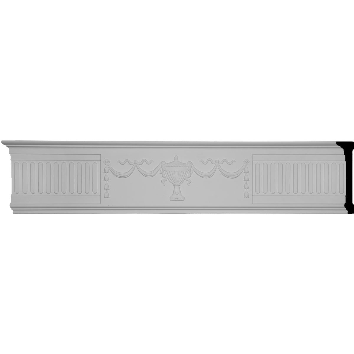Federal Urn and Ribbon White Polyurethane Chair Rail Moulding