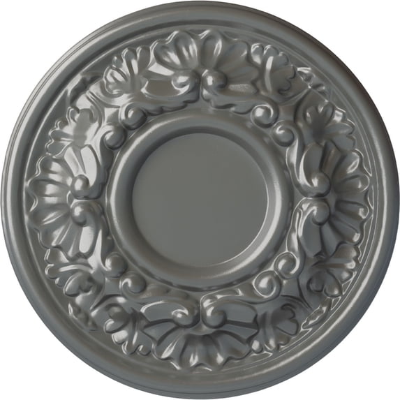 Ekena Millwork 7 1/2"OD x 1 1/8"P Odessa Ceiling Medallion (Fits Canopies up to 2 1/2"), Hand-Painted Silver