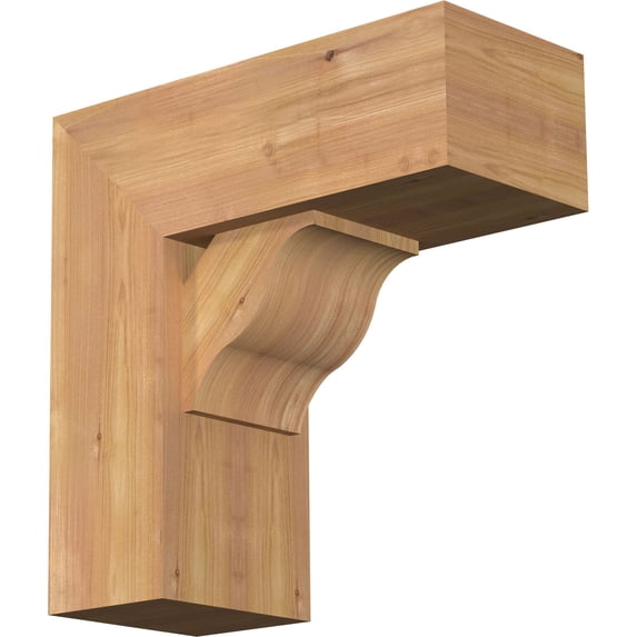 Ekena Millwork 7 1/2"W x 18"D x 18"H Funston Block Smooth Bracket w/ Offset Brace, Western Red Cedar