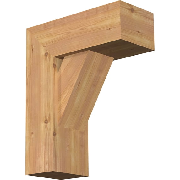 Ekena Millwork 7 1/2"W x 18"D x 22"H Traditional Block Smooth Bracket w/ Offset Brace, Western Red Cedar
