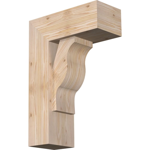 Ekena Millwork 7 1/2"W x 18"D x 26"H Funston Block Smooth Bracket w/ Offset Brace, Douglas Fir