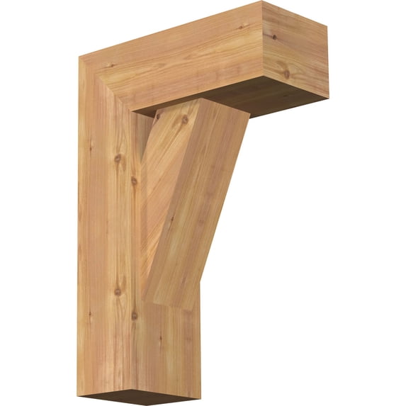 Ekena Millwork 7 1/2"W x 18"D x 26"H Traditional Block Smooth Bracket w/ Offset Brace, Western Red Cedar