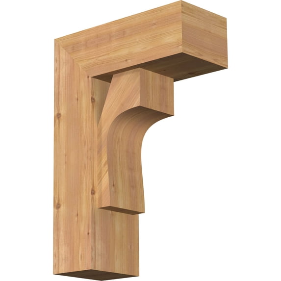 Ekena Millwork 7 1/2"W x 18"D x 26"H Westlake Block Smooth Bracket w/ Offset Brace, Western Red Cedar