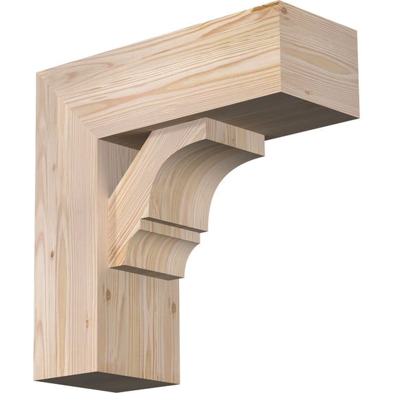 Ekena Millwork 7 1/2"W x 20"D x 20"H Balboa Block Smooth Bracket w/ Offset Brace, Douglas Fir