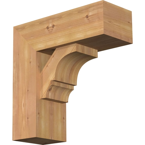 Ekena Millwork 7 1/2"W x 20"D x 20"H Balboa Block Smooth Bracket w/ Offset Brace, Western Red Cedar