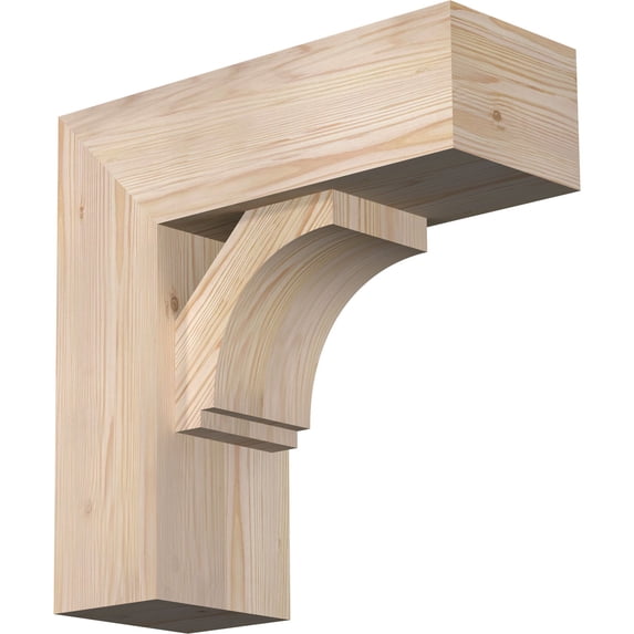 Ekena Millwork 7 1/2"W x 20"D x 20"H Imperial Block Smooth Bracket w/ Offset Brace, Douglas Fir