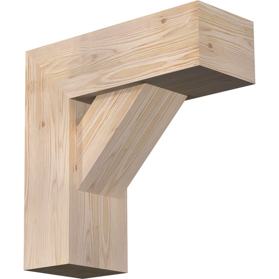 Ekena Millwork 7 1/2"W x 20"D x 20"H Traditional Block Smooth Bracket w/ Offset Brace, Douglas Fir