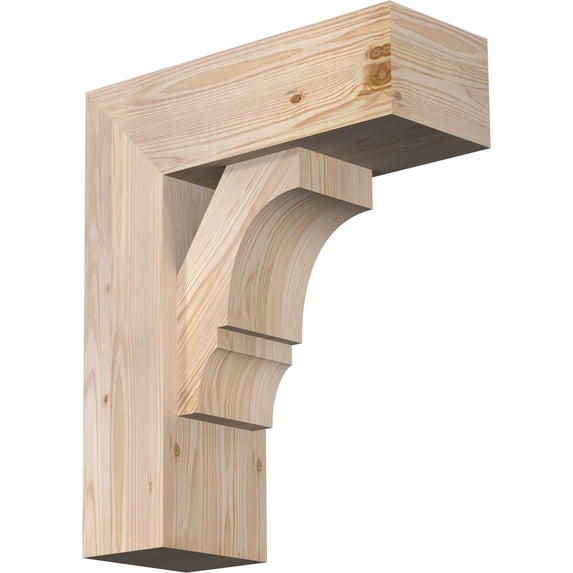 Ekena Millwork 7 1/2"W x 20"D x 24"H Balboa Block Smooth Bracket w/ Offset Brace, Douglas Fir