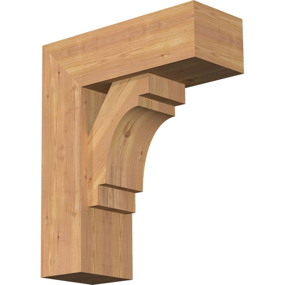 Ekena Millwork 7 1/2"W x 20"D x 24"H Merced Block Smooth Bracket w/ Offset Brace, Western Red Cedar