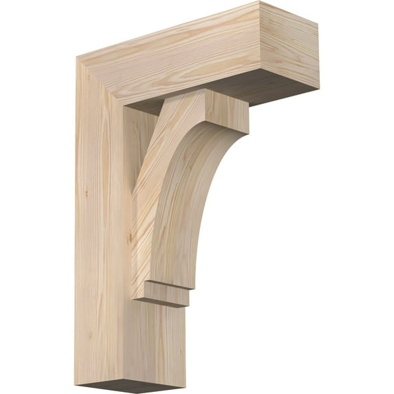 Ekena Millwork 7 1/2"W x 20"D x 28"H Imperial Block Smooth Bracket w/ Offset Brace, Douglas Fir