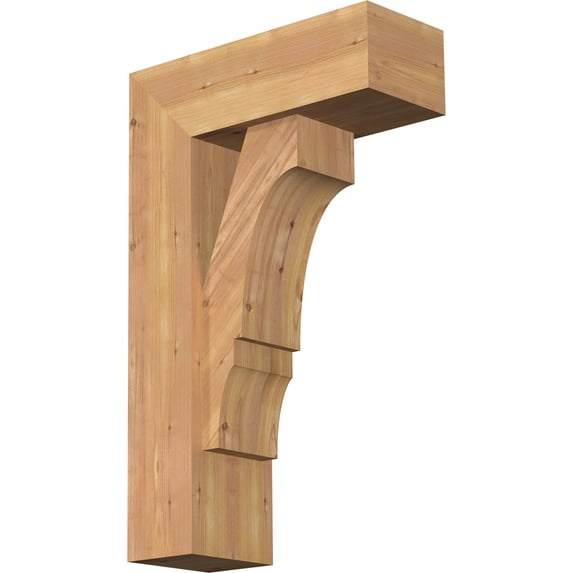 Ekena Millwork 7 1/2"W x 20"D x 32"H Balboa Block Smooth Bracket w/ Offset Brace, Western Red Cedar
