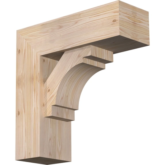 Ekena Millwork 7 1/2"W x 22"D x 22"H Merced Block Smooth Bracket w/ Offset Brace, Douglas Fir