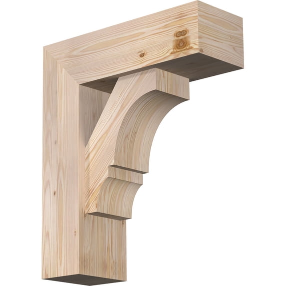 Ekena Millwork 7 1/2"W x 22"D x 26"H Balboa Block Smooth Bracket w/ Offset Brace, Douglas Fir