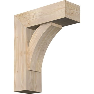 Ekena Millwork 7 1/2"W x 22"D x 26"H Thorton Block Smooth Bracket w/ Offset Brace, Douglas Fir