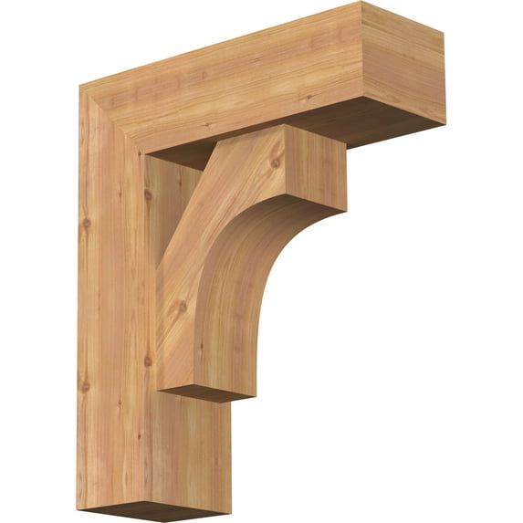 Ekena Millwork 7 1/2"W x 22"D x 26"H Westlake Block Smooth Bracket w/ Offset Brace, Western Red Cedar