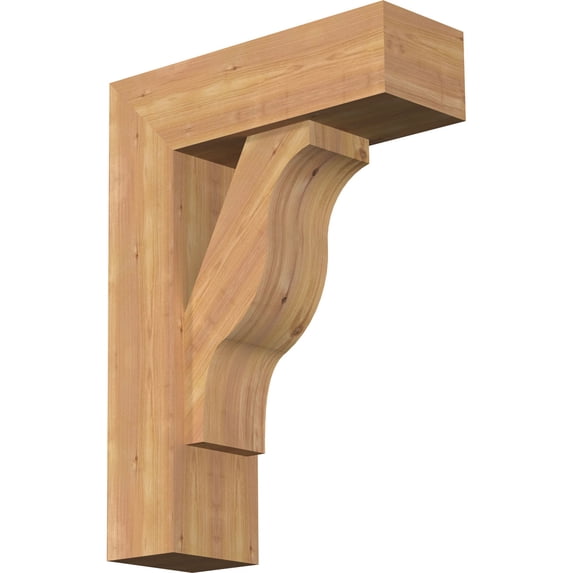 Ekena Millwork 7 1/2"W x 22"D x 30"H Funston Block Smooth Bracket w/ Offset Brace, Western Red Cedar
