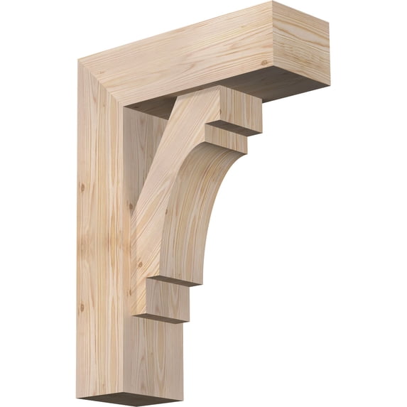 Ekena Millwork 7 1/2"W x 22"D x 30"H Merced Block Smooth Bracket w/ Offset Brace, Douglas Fir