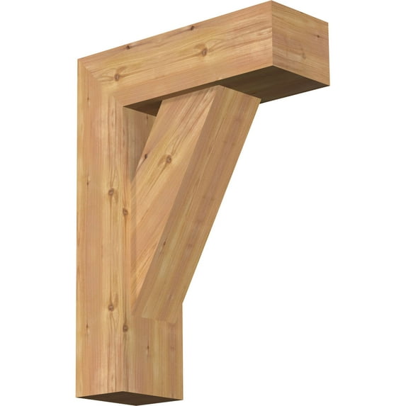 Ekena Millwork 7 1/2"W x 22"D x 30"H Traditional Block Smooth Bracket w/ Offset Brace, Western Red Cedar
