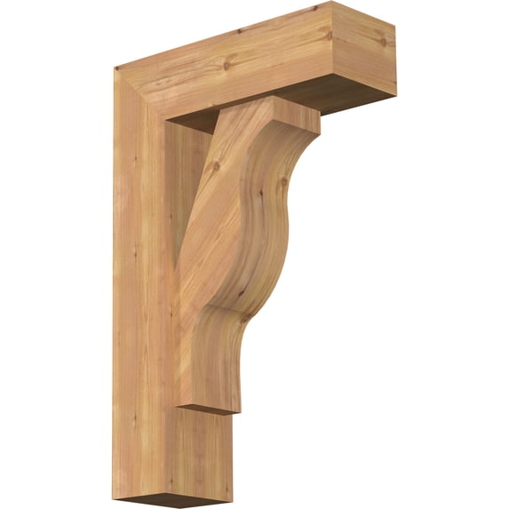 Ekena Millwork 7 1/2"W x 22"D x 34"H Funston Block Smooth Bracket w/ Offset Brace, Western Red Cedar