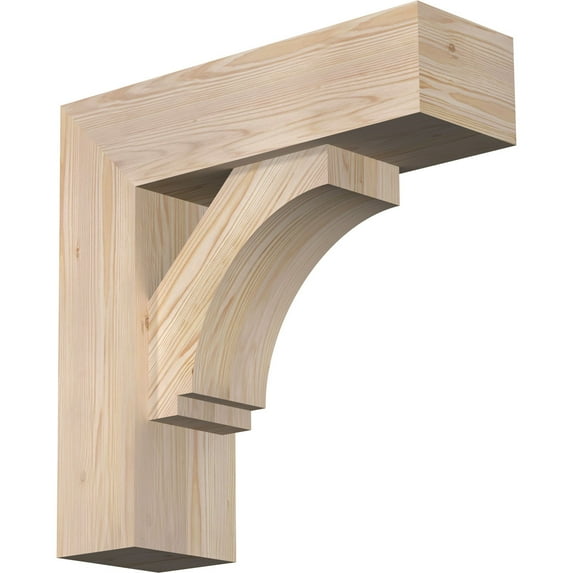 Ekena Millwork 7 1/2"W x 24"D x 24"H Imperial Block Smooth Bracket w/ Offset Brace, Douglas Fir