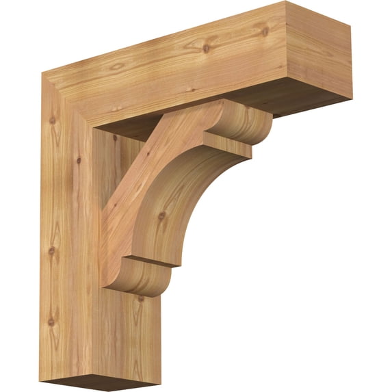 Ekena Millwork 7 1/2"W x 24"D x 24"H Olympic Block Smooth Bracket w/ Offset Brace, Western Red Cedar