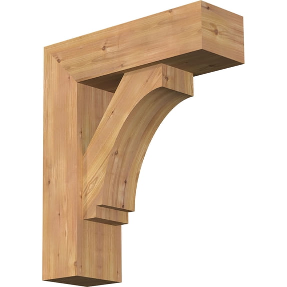 Ekena Millwork 7 1/2"W x 24"D x 28"H Imperial Block Smooth Bracket w/ Offset Brace, Western Red Cedar