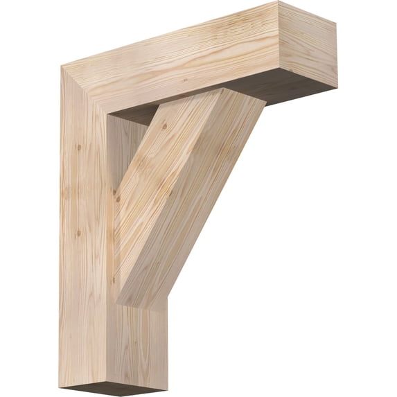 Ekena Millwork 7 1/2"W x 24"D x 28"H Traditional Block Smooth Bracket w/ Offset Brace, Douglas Fir