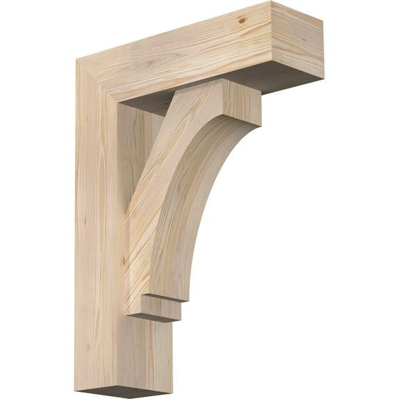 Ekena Millwork 7 1/2"W x 24"D x 32"H Imperial Block Smooth Bracket w/ Offset Brace, Douglas Fir