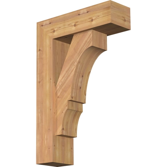 Ekena Millwork 7 1/2"W x 24"D x 36"H Balboa Block Smooth Bracket w/ Offset Brace, Western Red Cedar