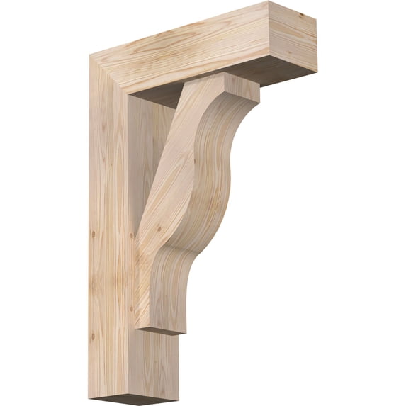 Ekena Millwork 7 1/2"W x 24"D x 36"H Funston Block Smooth Bracket w/ Offset Brace, Douglas Fir
