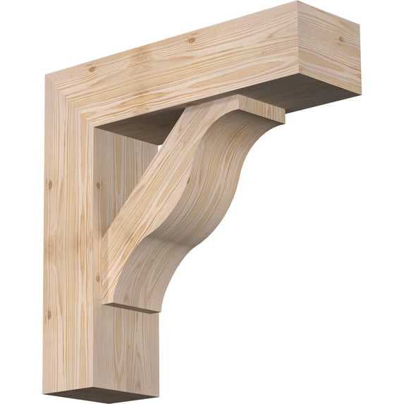 Ekena Millwork 7 1/2"W x 26"D x 26"H Funston Block Smooth Bracket w/ Offset Brace, Douglas Fir