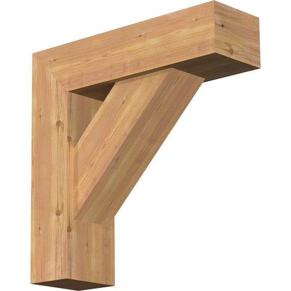 Ekena Millwork 7 1/2"W x 26"D x 26"H Traditional Block Smooth Bracket w/ Offset Brace, Western Red Cedar