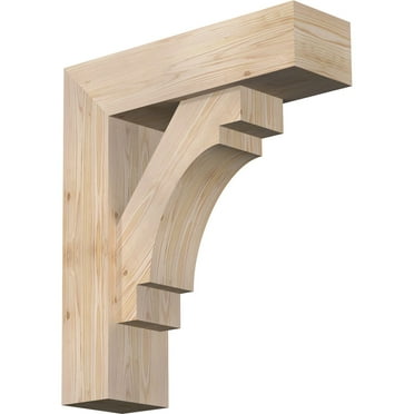 Ekena Millwork 7 1/2"W x 26"D x 30"H Merced Block Smooth Bracket w/ Offset Brace, Douglas Fir