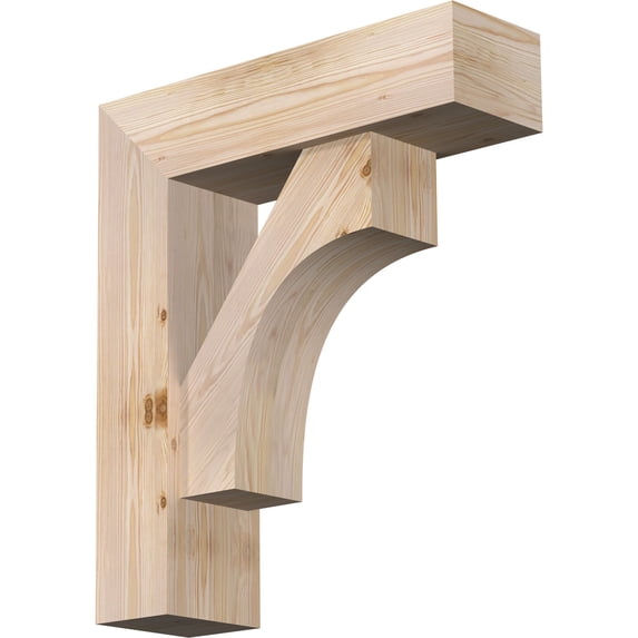Ekena Millwork 7 1/2"W x 26"D x 30"H Westlake Block Smooth Bracket w/ Offset Brace, Douglas Fir
