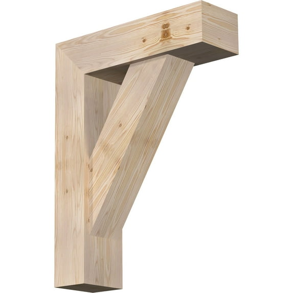 Ekena Millwork 7 1/2"W x 26"D x 34"H Traditional Block Smooth Bracket w/ Offset Brace, Douglas Fir