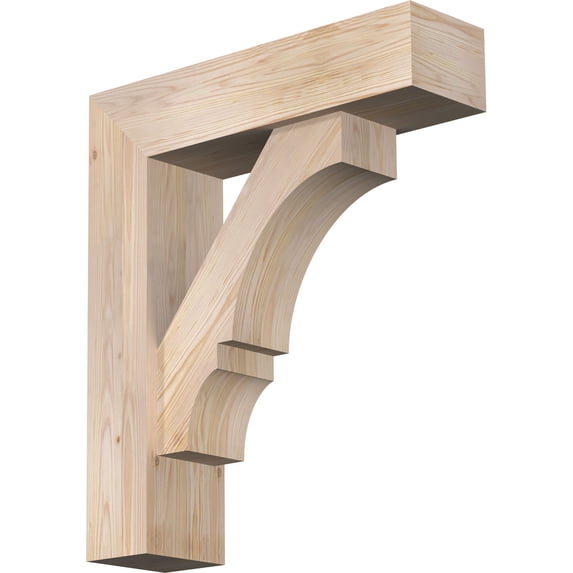Ekena Millwork 7 1/2"W x 28"D x 32"H Balboa Block Smooth Bracket w/ Offset Brace, Douglas Fir