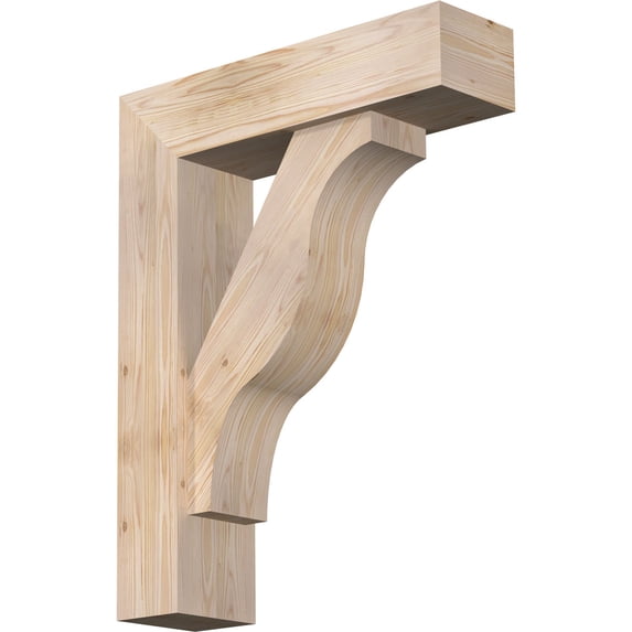 Ekena Millwork 7 1/2"W x 28"D x 36"H Funston Block Smooth Bracket w/ Offset Brace, Douglas Fir